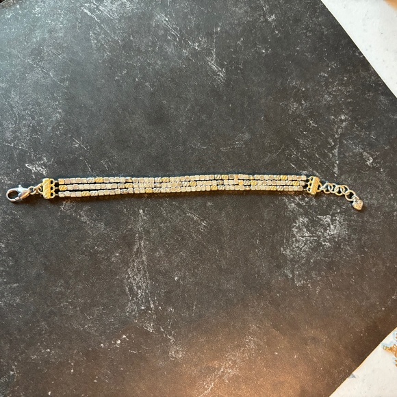Brighton Silver Gold Tone Three Strand Cube Bracelet - Picture 3 of 9